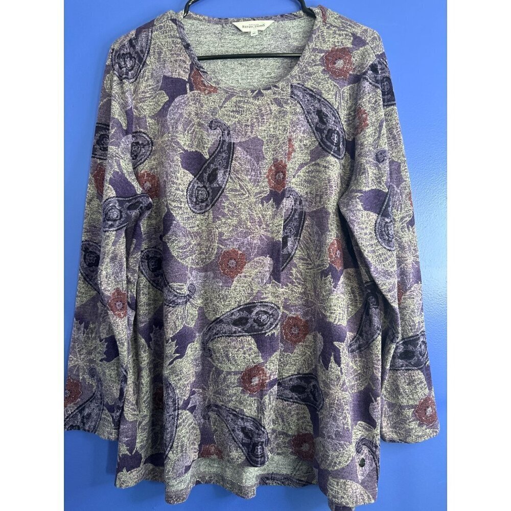 Northern Reflections Women’s Top Size XL Soft Knit Paisley Print Romantic Boho